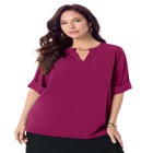 Ultrasmooth&reg; Fabric V Neck Tee with Chain Detail image number null