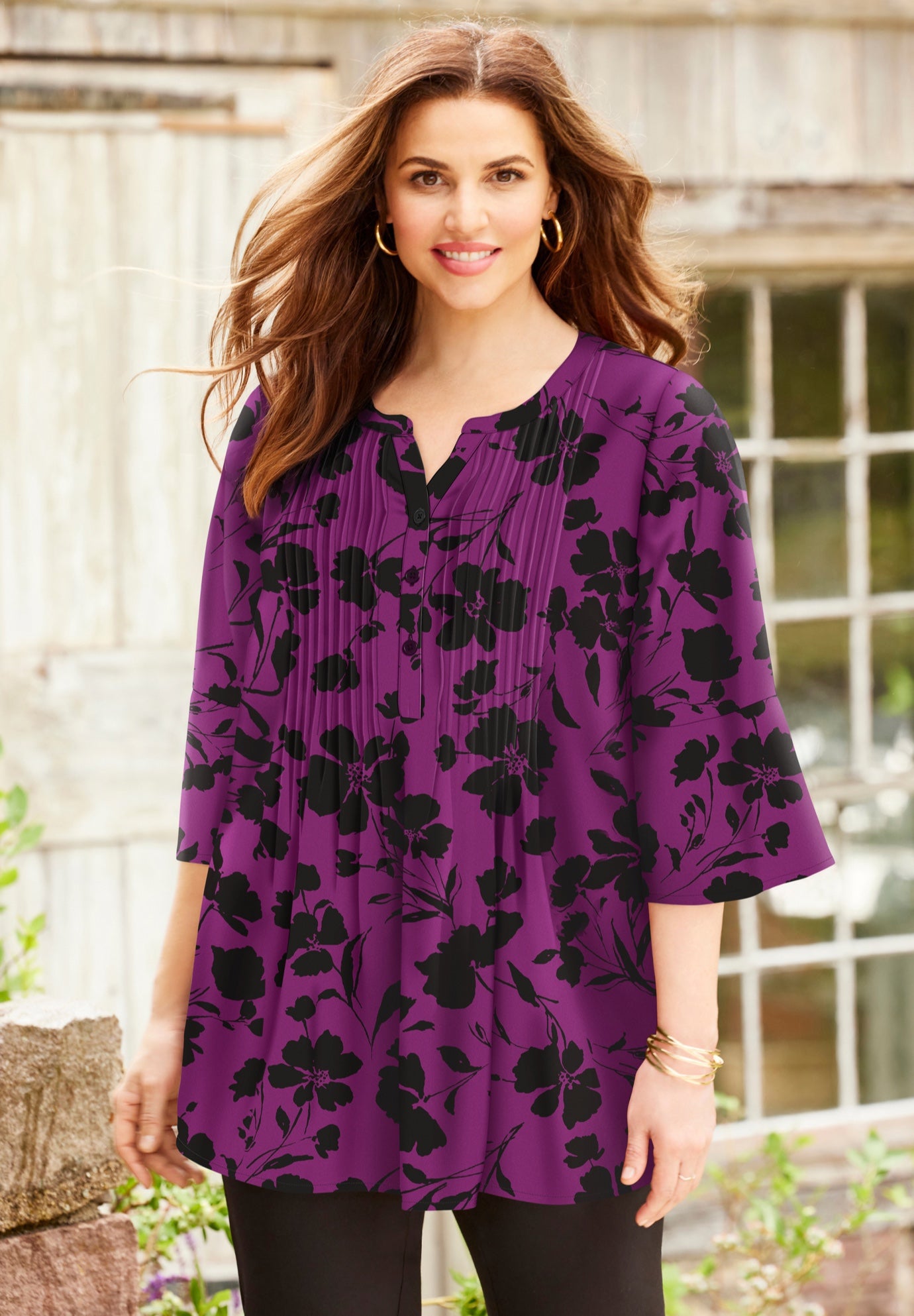 Georgette Pintuck Blouse image number 0