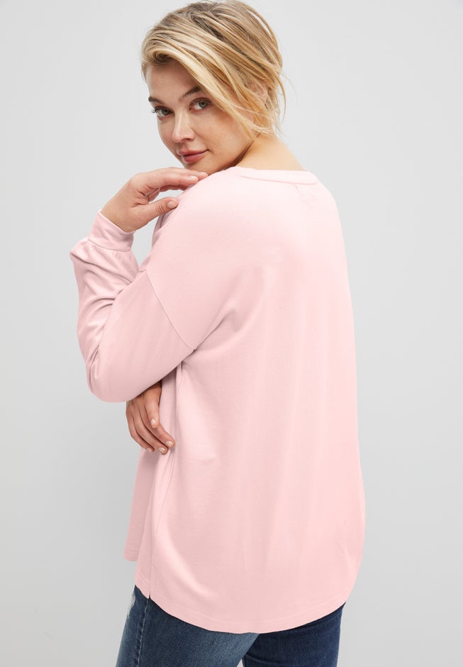 French Terry Blouson Sleeve Sweatshirt Tunic image number 1