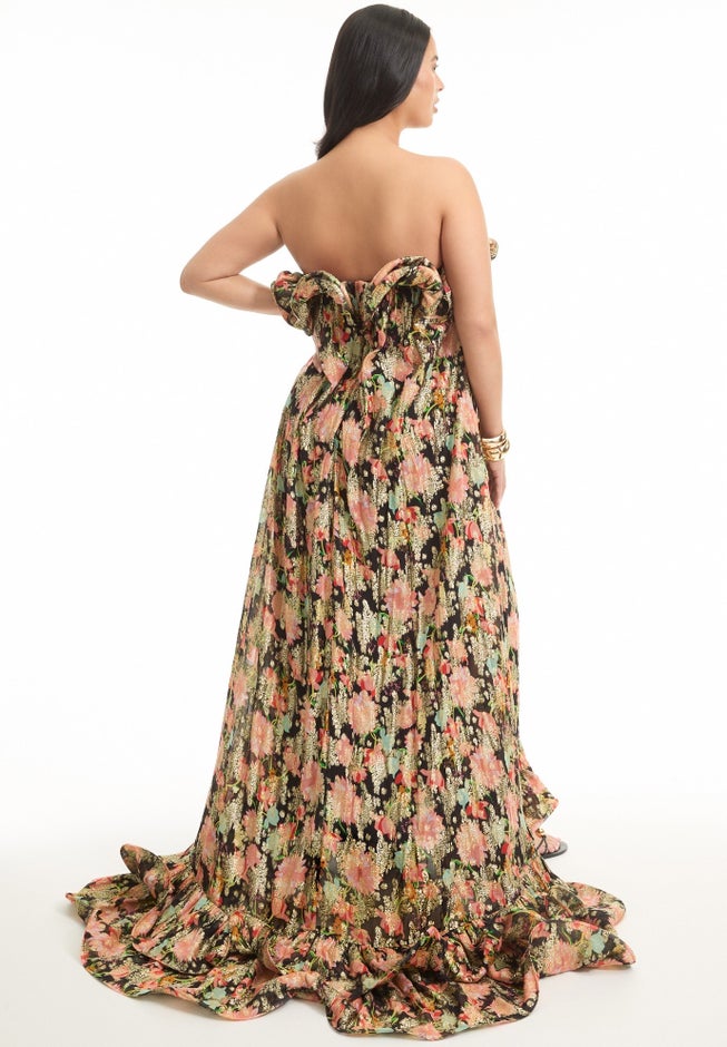 Ruffled Metallic Maxi Dress image number 1