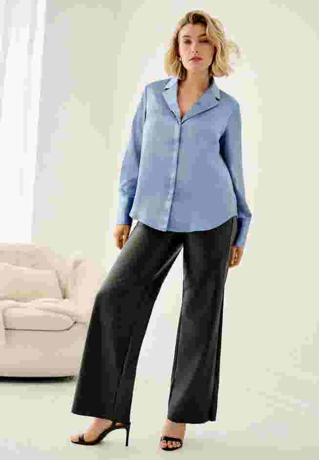 Metallic Satin Button-Down Blouse image number 0