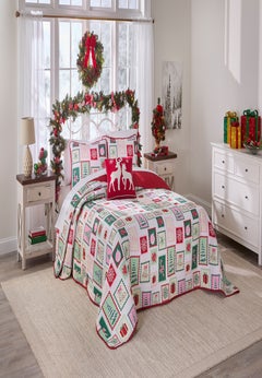 3-Pc. Microfleece Christmas Bedspread Set