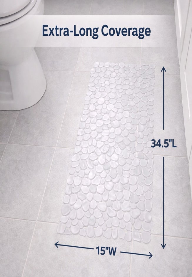 Extra Long Tub Mat With River Stones Design image number 4