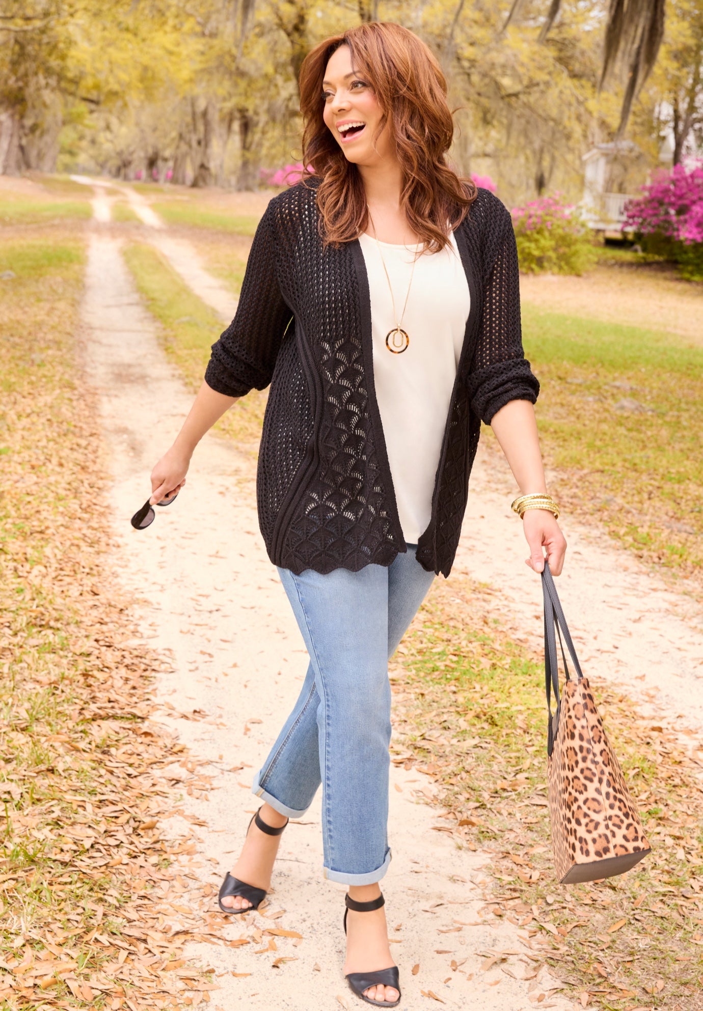 Mixed Stitch Pointelle Cardigan image number 2