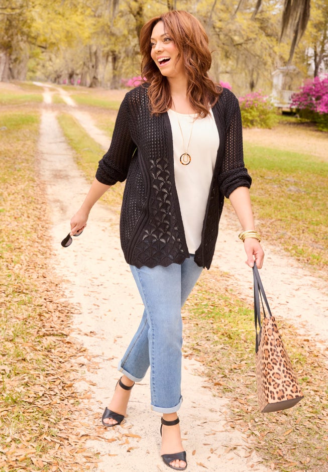 Mixed Stitch Pointelle Cardigan image number 2