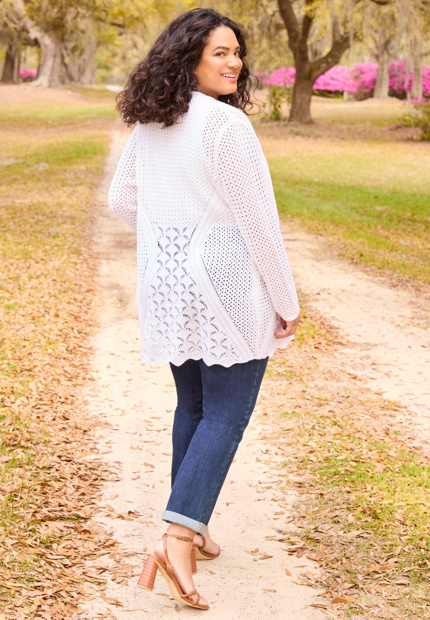 Mixed Stitch Pointelle Cardigan image number 4