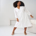 Eyelet Midi Dress with Blouson Sleeves image number null