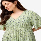 V-Neck Empire Dress with Button Trim image number null