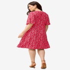 V-Neck Empire Dress with Button Trim image number null