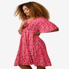 V-Neck Empire Dress with Button Trim image number null