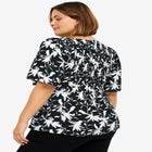 V-Neck A-Line Blouse with Smocked Bodice image number null