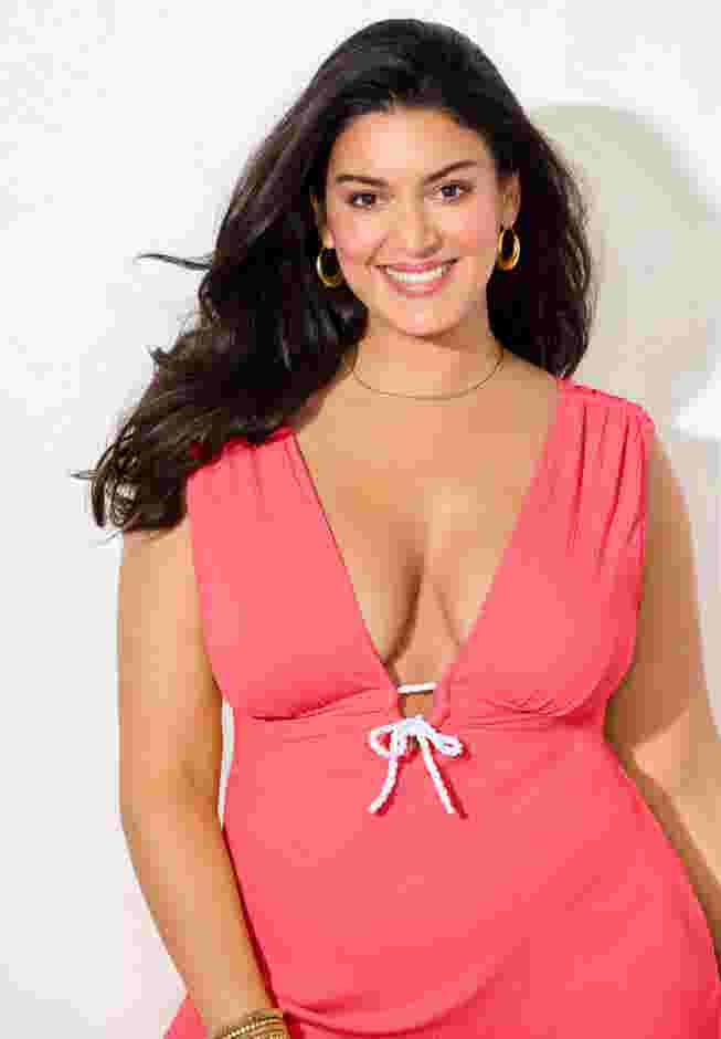 Ribbed Rope-Tie V-Neck Swimdress image number 4