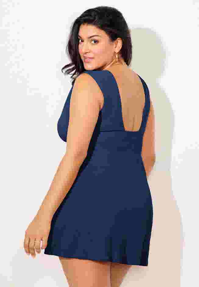 Ribbed Rope-Tie V-Neck Swimdress image number 1