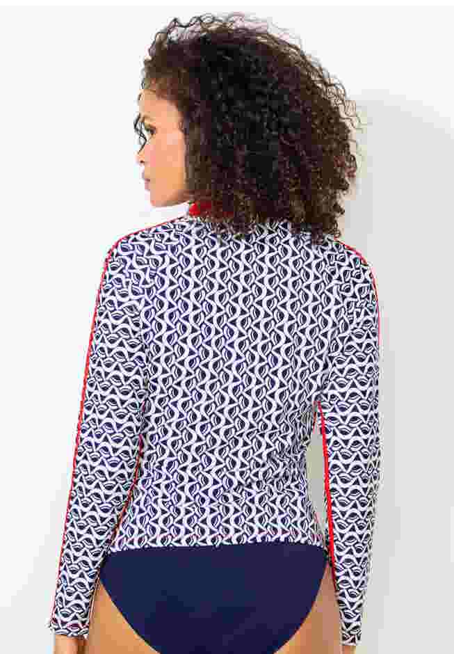 Chlorine Resistant Long Sleeve 1/4 Zip Swim Tee Rash Guard image number 1