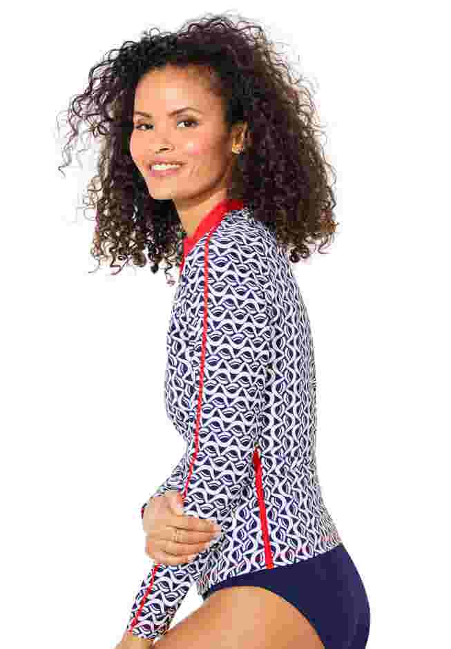 Chlorine Resistant Long Sleeve 1/4 Zip Swim Tee Rash Guard image number 2