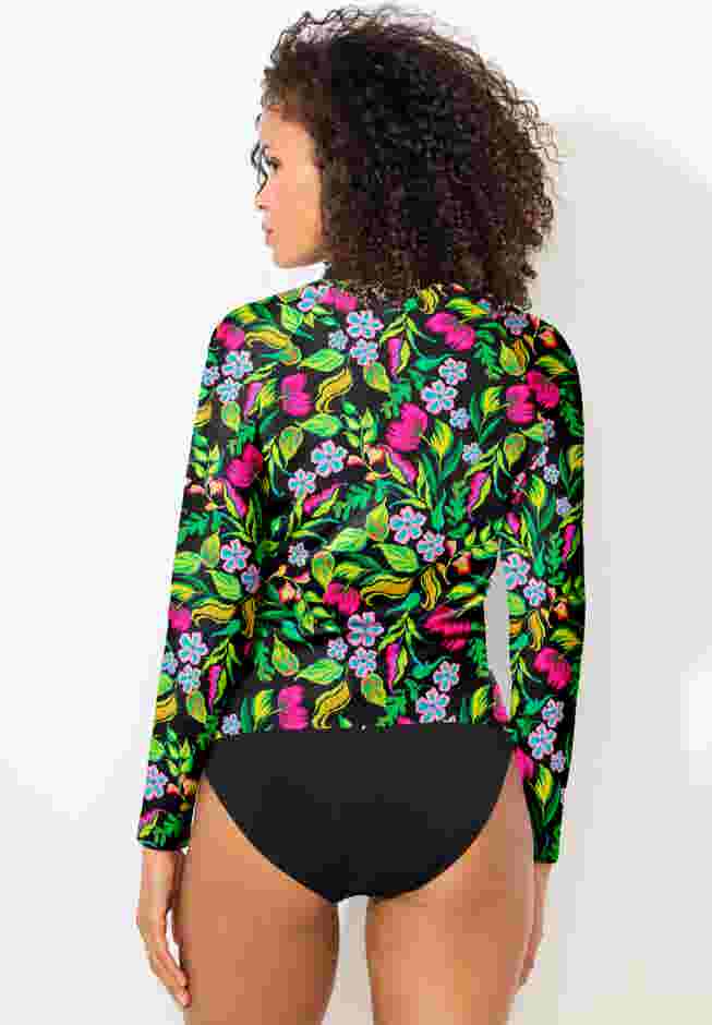 Chlorine Resistant Long Sleeve 1/4 Zip Swim Tee image number 1