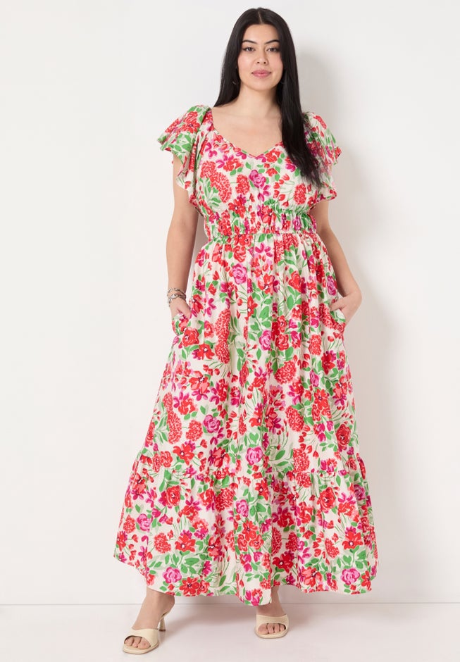 Smocked Poplin Maxi Dress image number 3