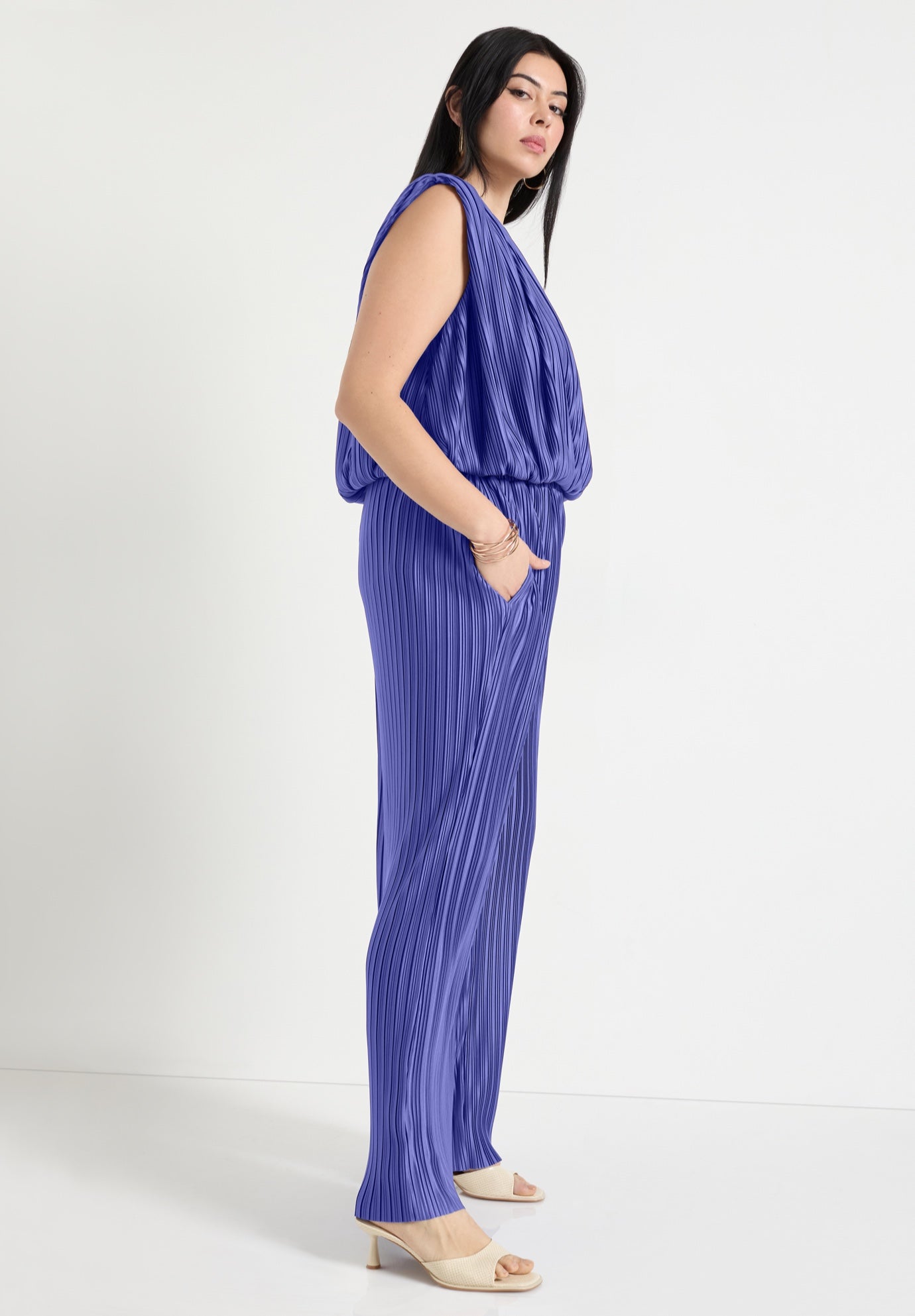 Plisse Dolman-Sleeve Cropped Top image number 2