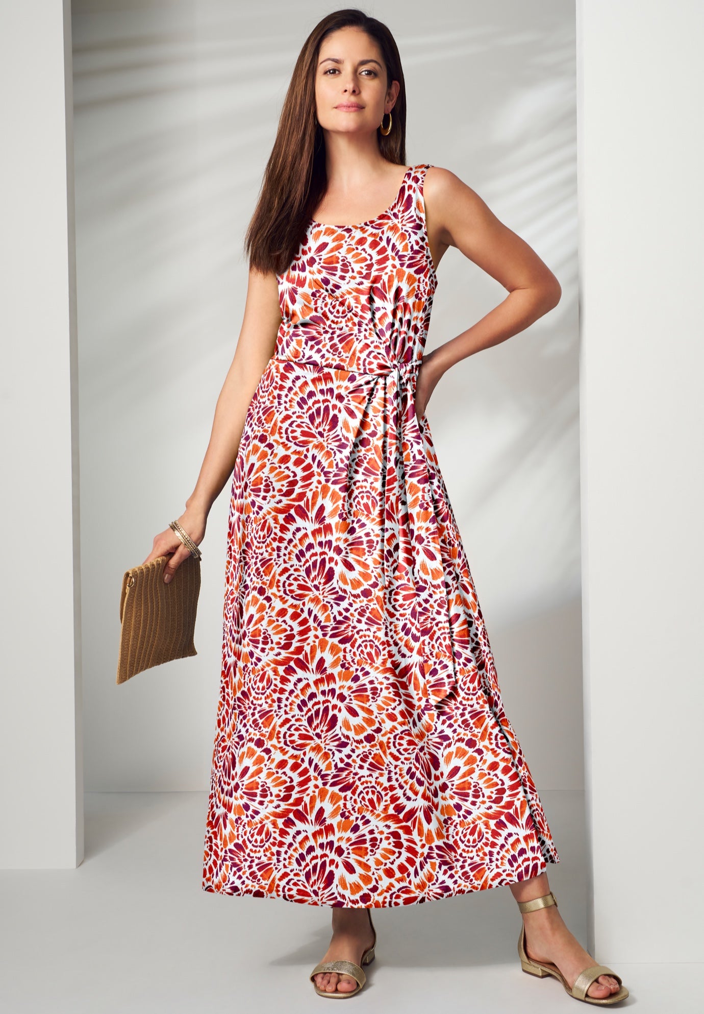 Stretch Cotton Side Tie Maxi Dress image number 0