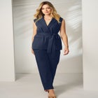 Belted Crepe Vest Set image number 0