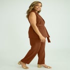 Belted Crepe Vest Set image number null