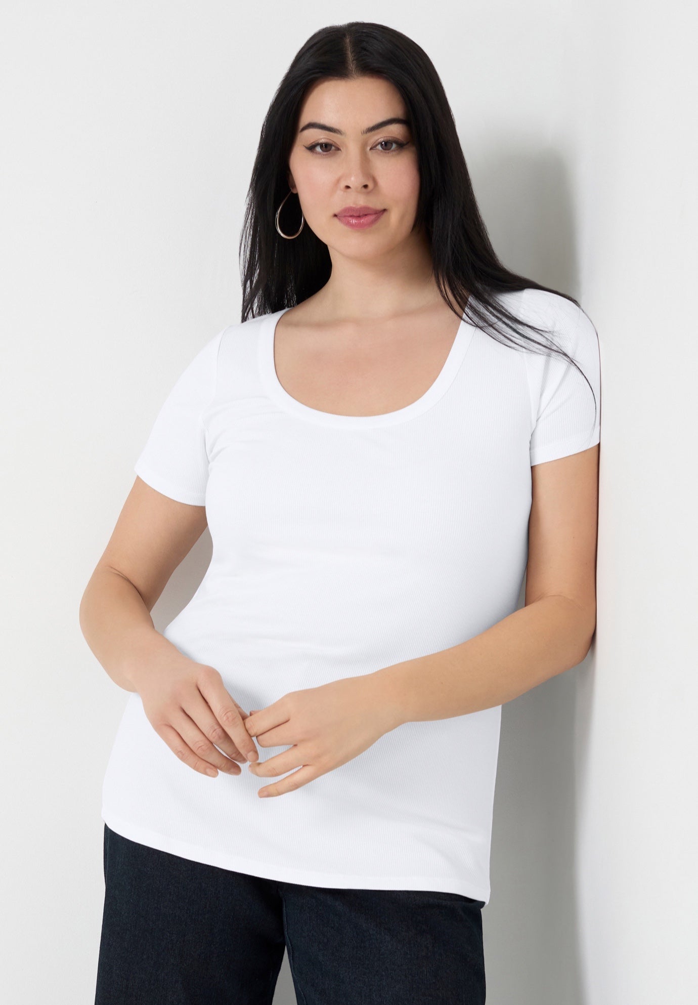 Ribbed Scoopneck Top image number 3