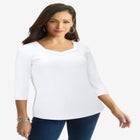 Dot Trim Sweetheart Neck Tee image number null