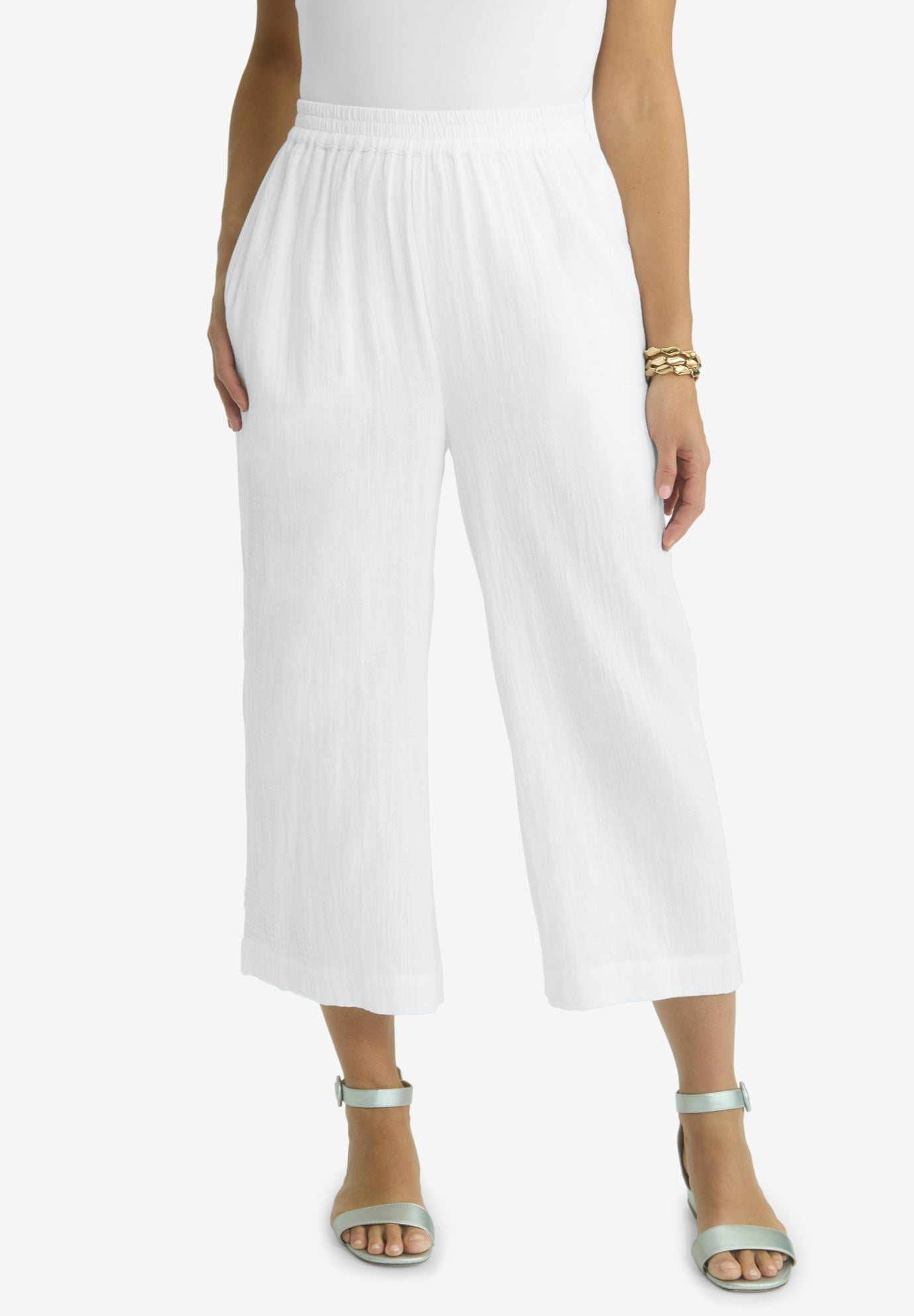 Gauze Wide Leg Crop Pant image number 0