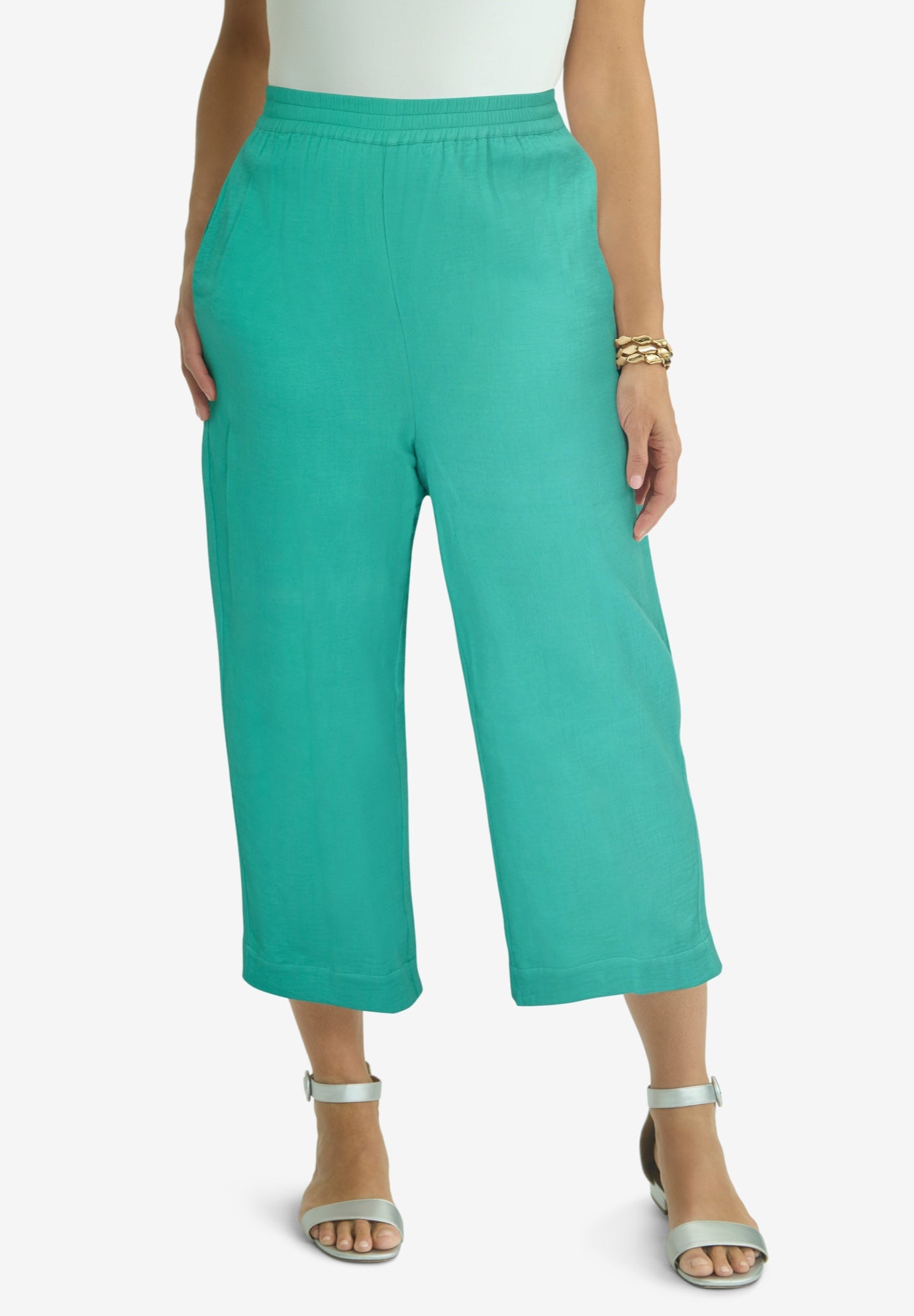 Gauze Wide Leg Crop Pant image number 0