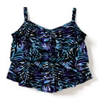Longer-Length V-Neck Tiered-Ruffle Tummy Control Tankini Top image number null
