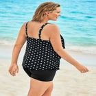 Longer-Length Tiered-Ruffle Tankini Top image number null