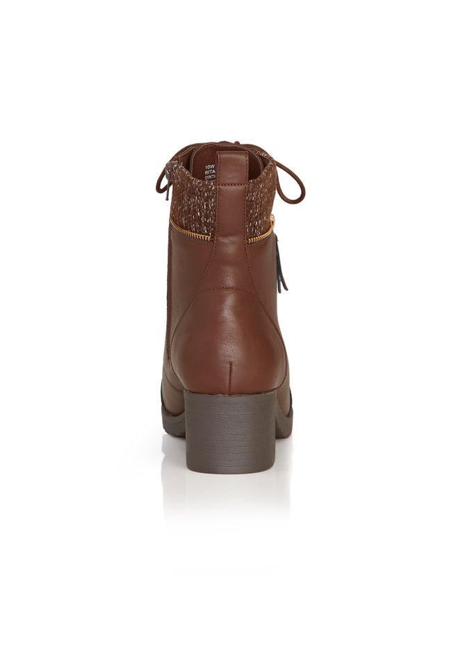 Rita Wide Width Brown Ankle Boot image number 1