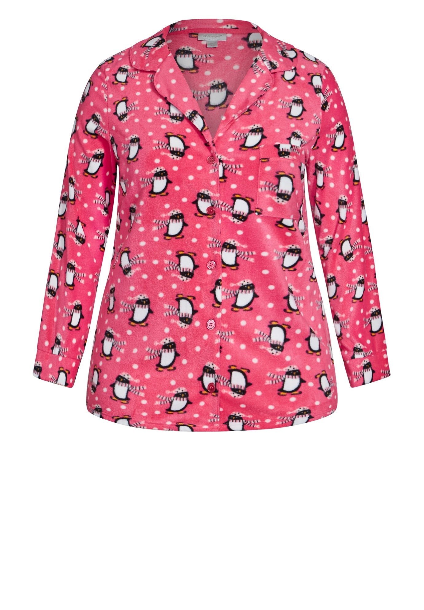 Penguin Button Fleece Sleep Top image number 2