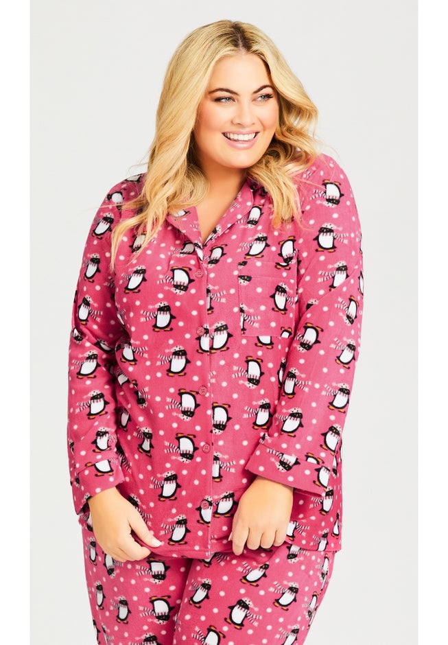 Penguin Button Fleece Sleep Top image number 0