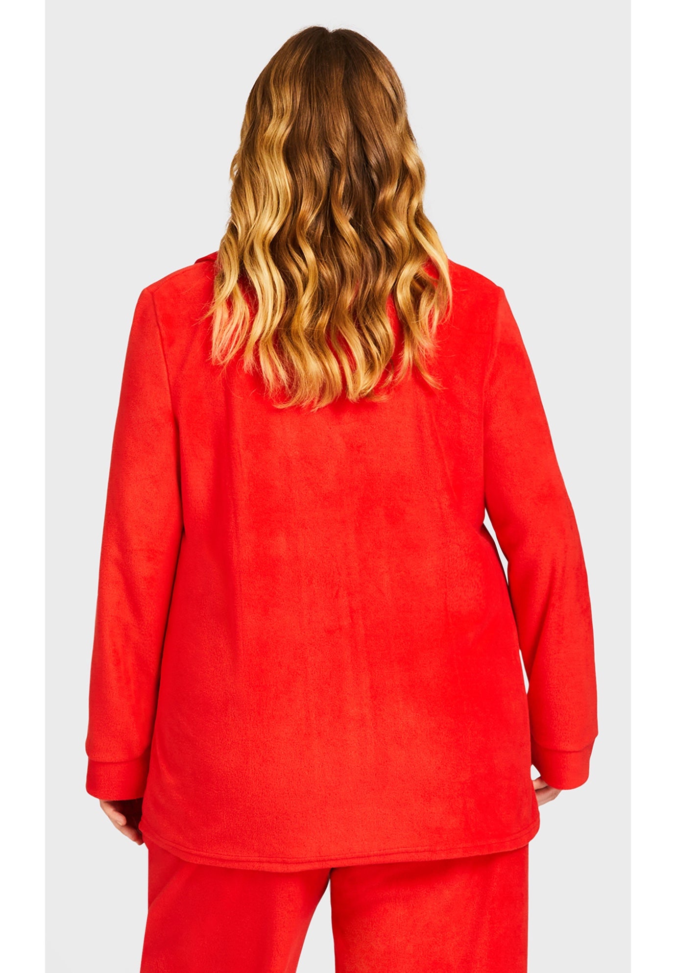 Plain Button Fleece Sleep Top image number 1