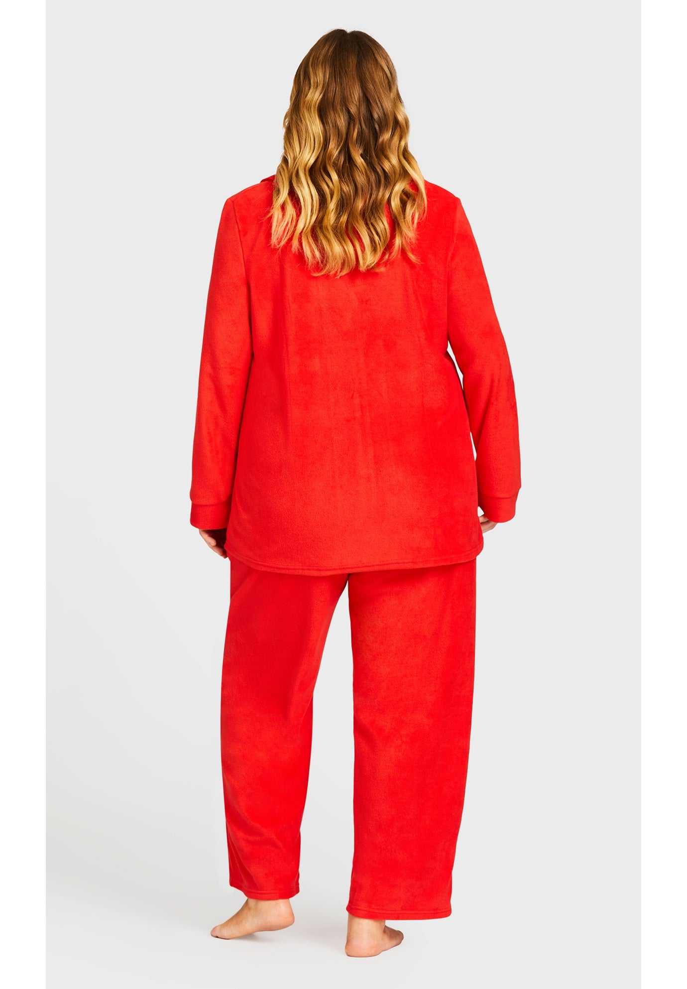 Plain Button Fleece Sleep Top image number 4