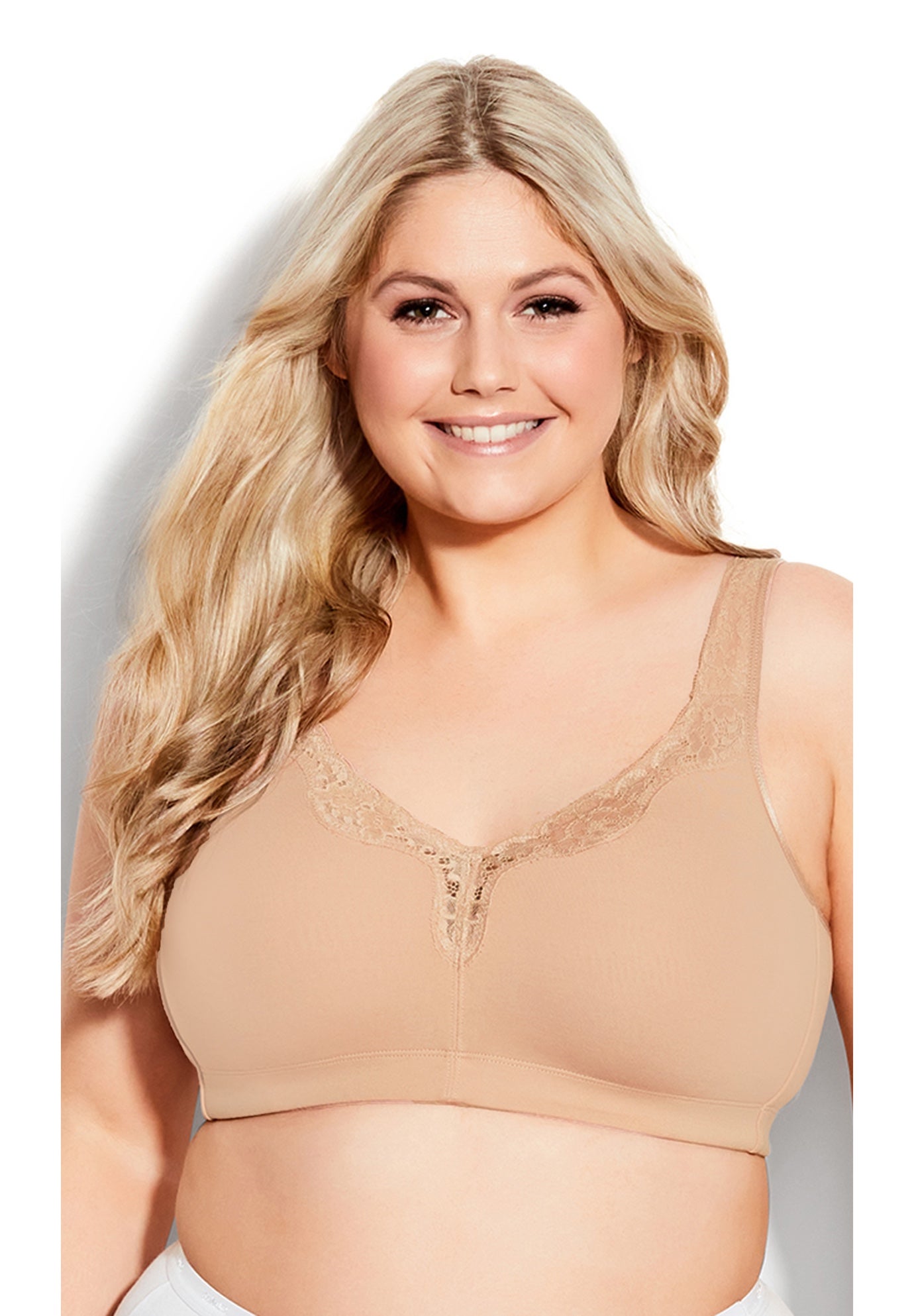 Comfort Cotton Wire Free Lace Bra image number 0