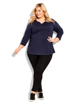 Notch Neck Plain Tee