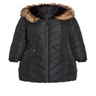 Chevron Faux Fur Hood Long Puffer Coat image number 2