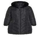 Chevron Faux Fur Hood Long Puffer Coat image number 4