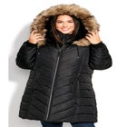 Chevron Faux Fur Hood Long Puffer Coat image number 8
