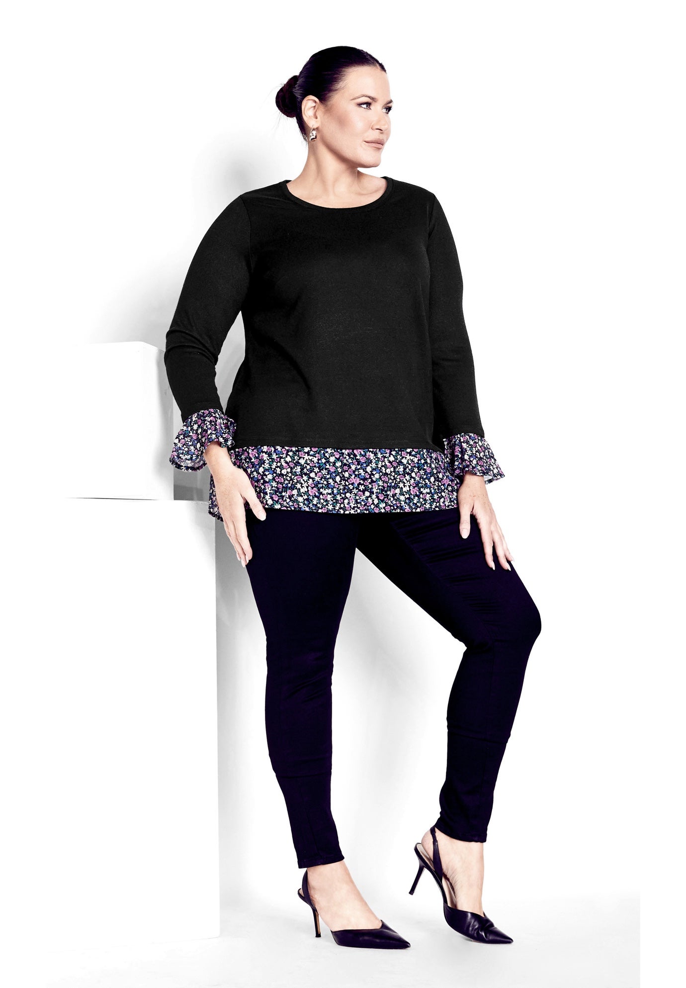 Hacci Chiffon Print Top image number 2