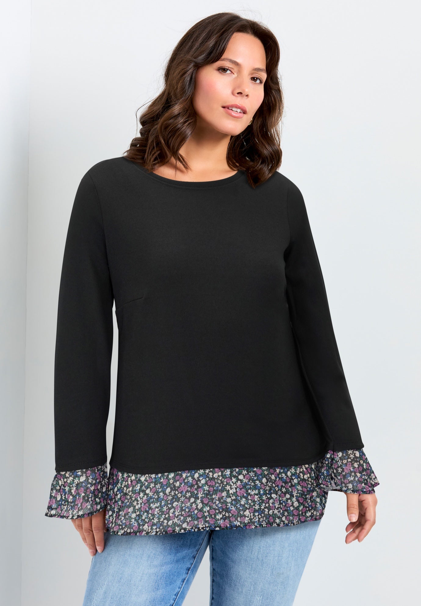 Hacci Chiffon Print Top image number 0