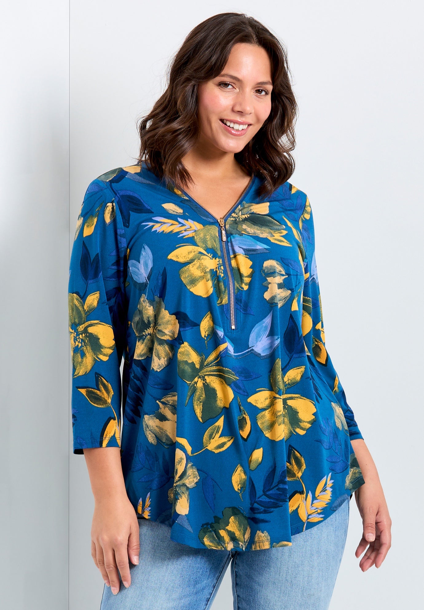 Top Fiona Zip Print image number 0