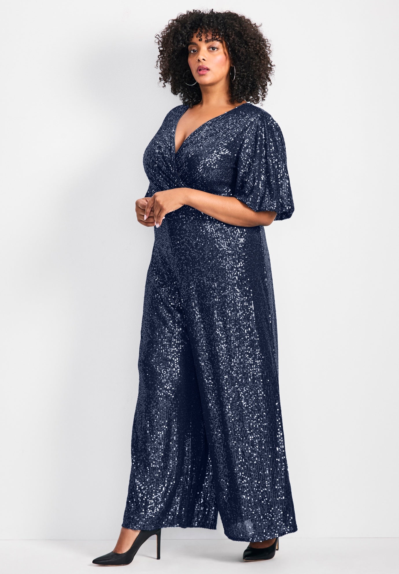 Nada Sequin Puff Sleeve Jumpsuit image number 2