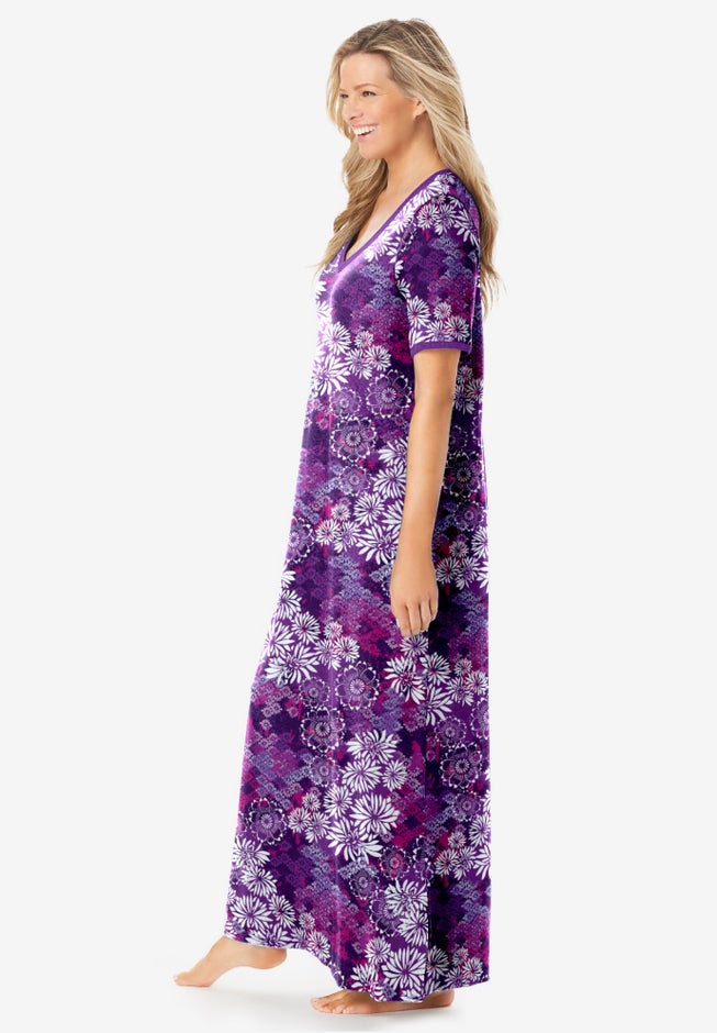 V-Neck Short Sleeve Maxi T-Shirt Lounger image number 2