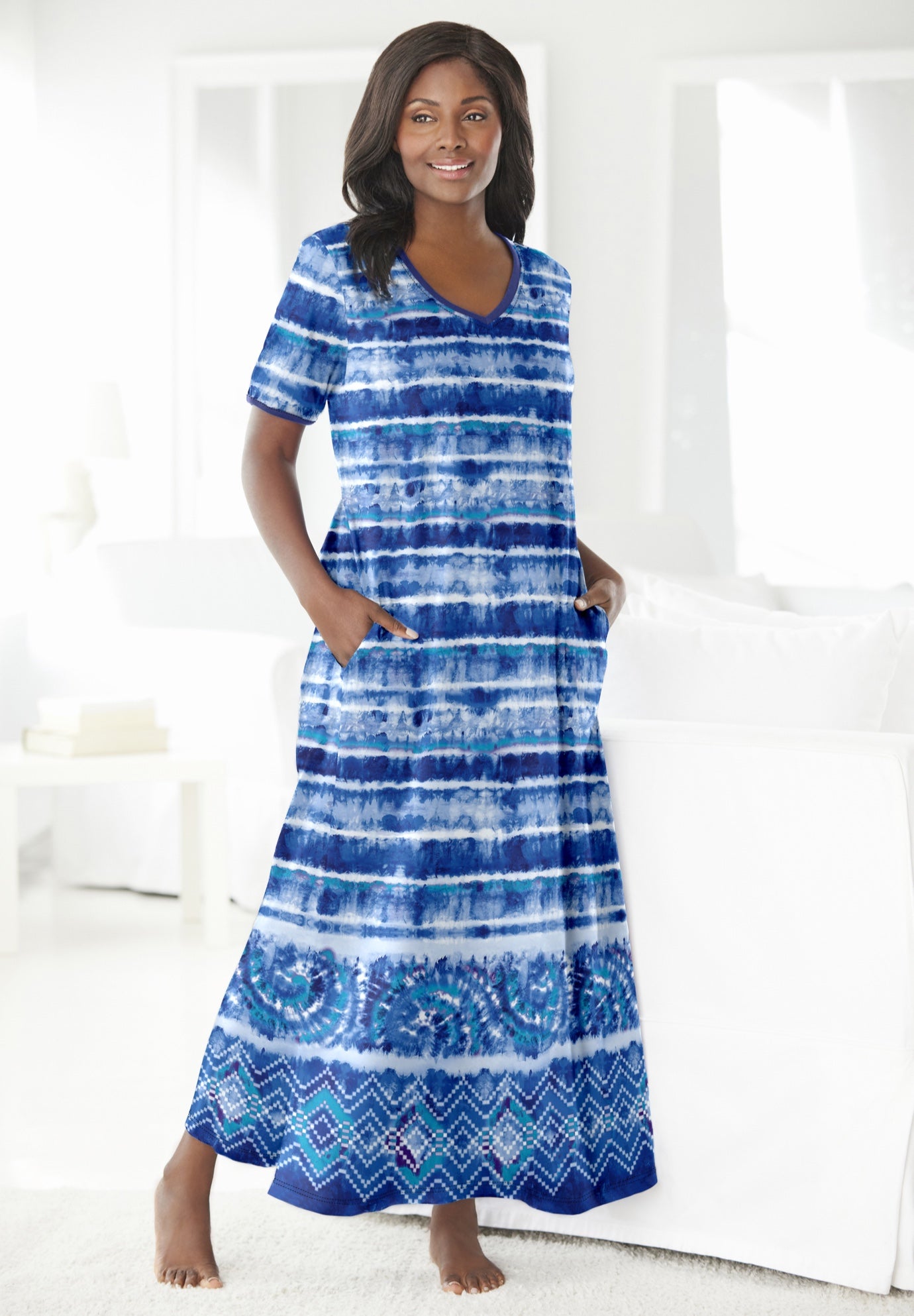 V-NECK SHORT SLEEVE MAXI LOUNGER image number 0