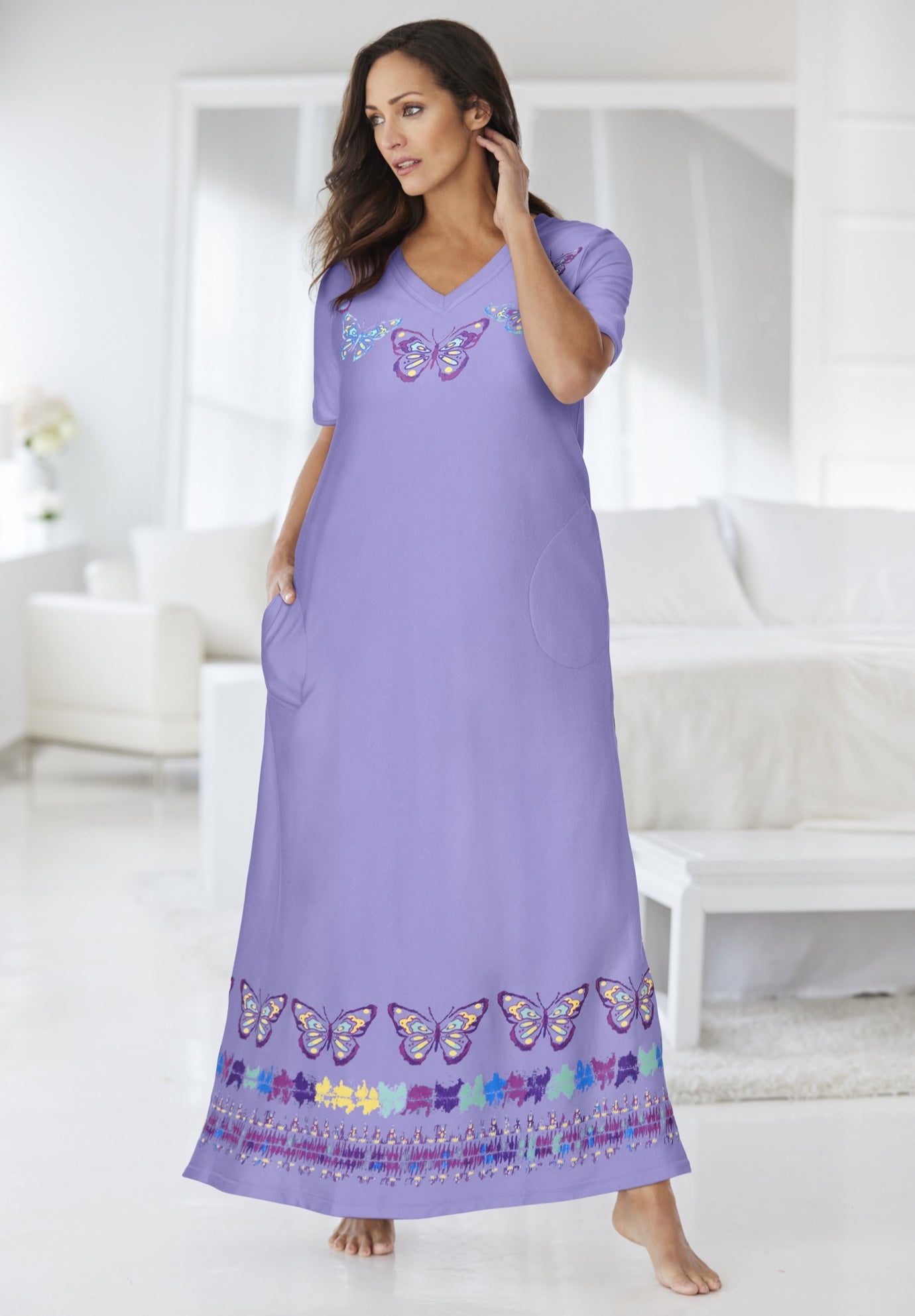 V-Neck Short Sleeve Maxi Lounger image number 0