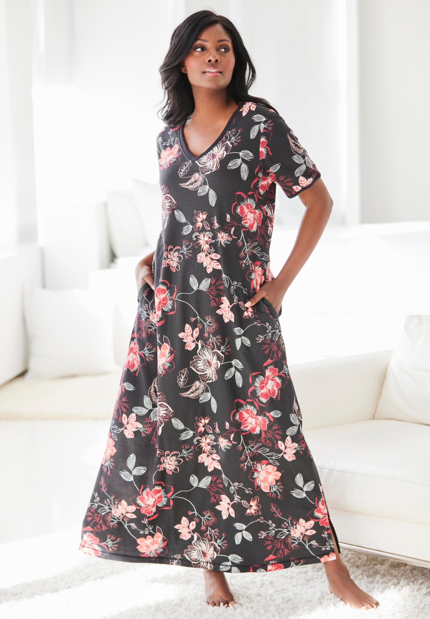 V-NECK SHORT SLEEVE MAXI LOUNGER image number 4