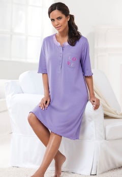 Satin Trim Cotton Sleepshirt